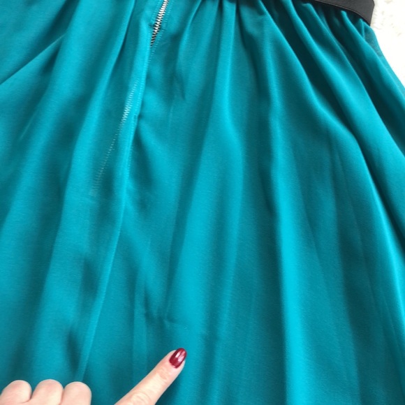 ERIN FETHERSTON teal chiffon ruched fit and flare dress - Picture 10 of 10